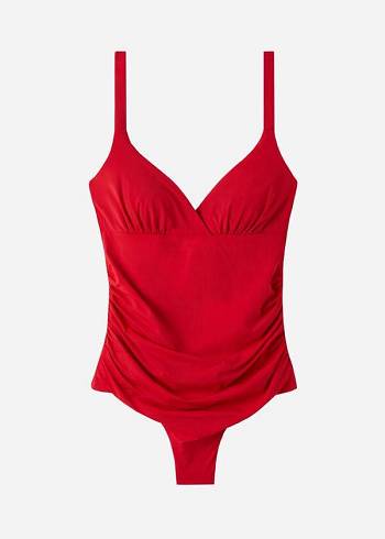 Bañadores Calzedonia Acolchado One-Piece Shaping-Effect Indonesia Mujer Rojas | CL2191PQ