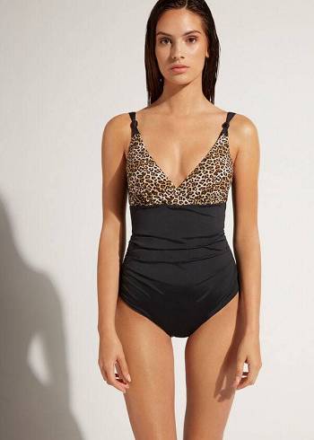 Bañadores Calzedonia One Piece Malindi Mujer Negras | CL2166AP