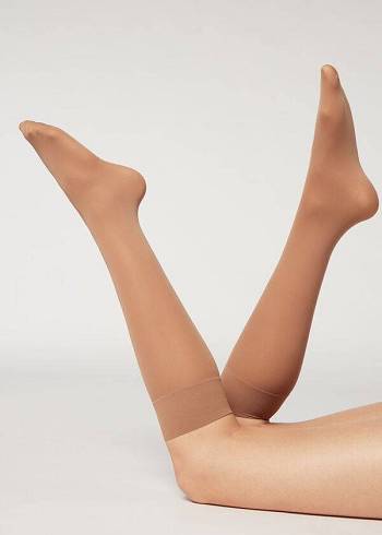 Calcetines Calzedonia 30 Denier Semi Opaque Microfiber Knee-Highs Long Mujer Beige | CL2231BC