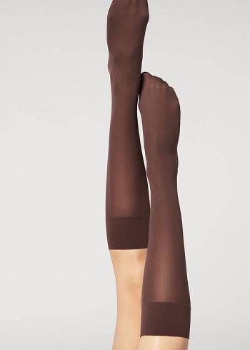Calcetines Calzedonia 30 Denier Semi Opaque Microfiber Knee-Highs Long Mujer Cafe | CL2232NB