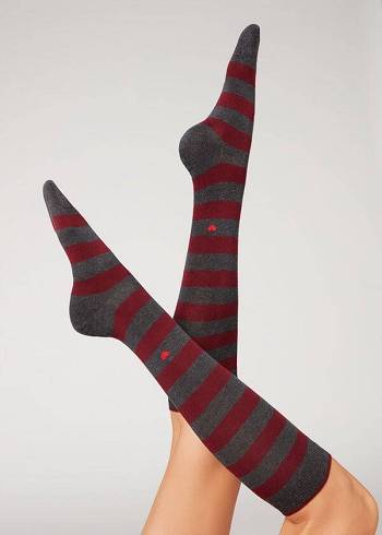Calcetines Calzedonia A Rayas Long Mujer Rojas | CL2264TV