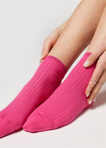 Calcetines Calzedonia Acanalado Corta Mujer Rosas | CL2481QZ