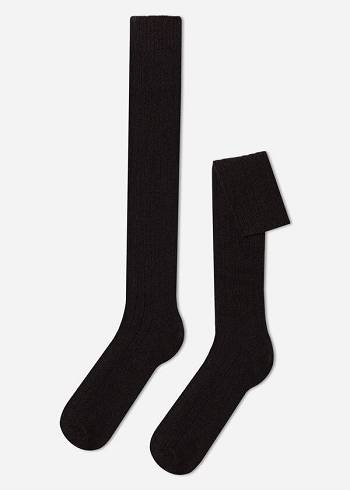 Calcetines Calzedonia Acanalado Lana and Cashmere Long Hombre Marrones | CL2776TV