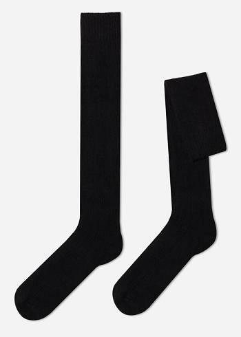 Calcetines Calzedonia Acanalado Lana and Cashmere Long Hombre Negras | CL2778EX