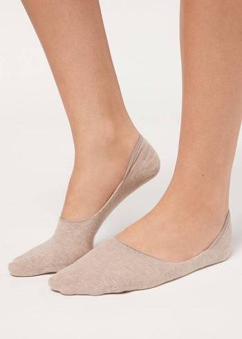 Calcetines Calzedonia Algodon Invisible Mujer Beige | CL2198JJ