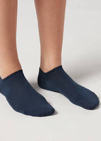Calcetines Calzedonia Algodon No-Show Hombre Azules | CL2899VD