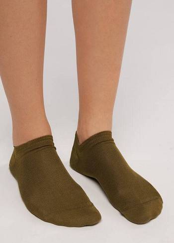 Calcetines Calzedonia Algodon No-Show Mujer Verde Oliva | CL2274GL