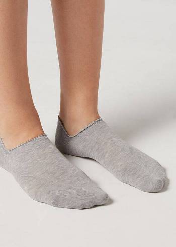 Calcetines Calzedonia Algodon No-Show Mujer Gris | CL2275HK