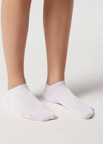Calcetines Calzedonia Algodon No-Show Mujer Blancas | CL2281CE