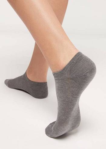 Calcetines Calzedonia Algodon No-Show cobey Mujer Gris | CL2285MA