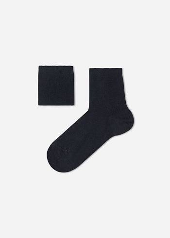 Calcetines Calzedonia Algodon with Fresh Feet Respirable Material Corta Niños Azules | CL3099PQ
