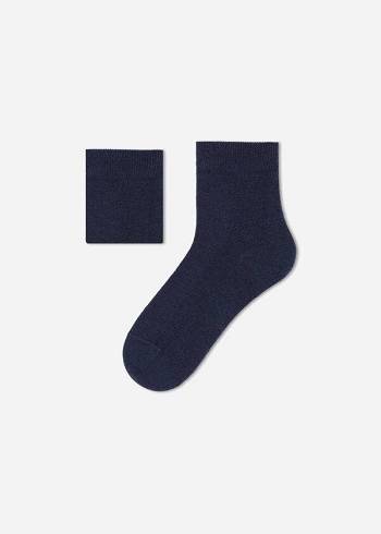Calcetines Calzedonia Algodon with Fresh Feet Respirable Material Corta Niños Azul Marino | CL3101IS