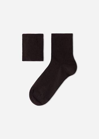 Calcetines Calzedonia Algodon with Fresh Feet Respirable Material Corta Niños Cafe | CL3102UT