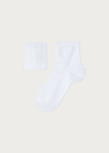 Calcetines Calzedonia Algodon with Fresh Feet Respirable Material Corta Niños Blancas | CL3104TV