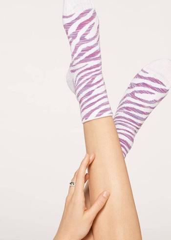 Calcetines Calzedonia Animal Patterned Corta Mujer Moradas | CL2329VD
