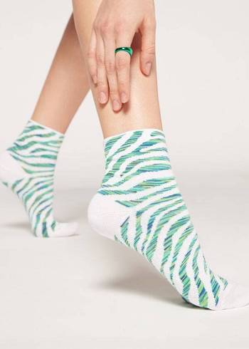 Calcetines Calzedonia Animal Patterned Corta Mujer Verde | CL2330CE