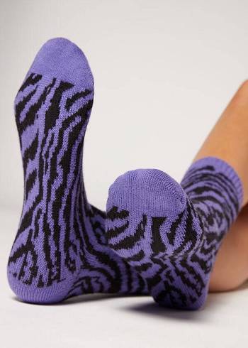 Calcetines Calzedonia Animal Print Cashmere Corta Mujer Moradas | CL2331XF