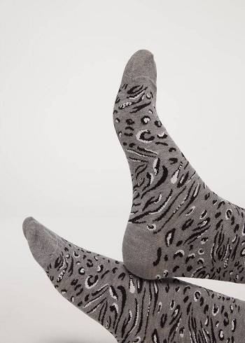 Calcetines Calzedonia Animal Print Corta Mujer Gris | CL2334KI
