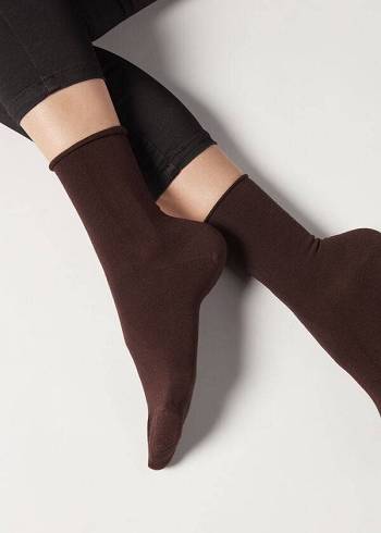 Calcetines Calzedonia Ankle with Cashmere Corta Mujer Marrones | CL2340SO