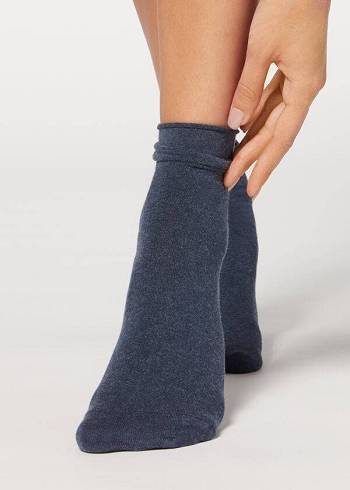 Calcetines Calzedonia Ankle with Cashmere Corta Mujer Azul Marino | CL2341AP