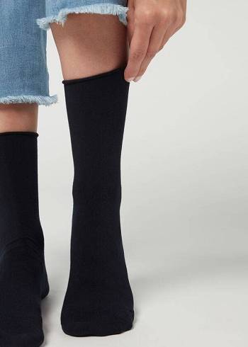 Calcetines Calzedonia Ankle with Cashmere Corta Mujer Azules | CL2343OR