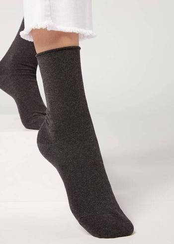 Calcetines Calzedonia Ankle with Cashmere Corta Mujer Gris Negras | CL2344IS