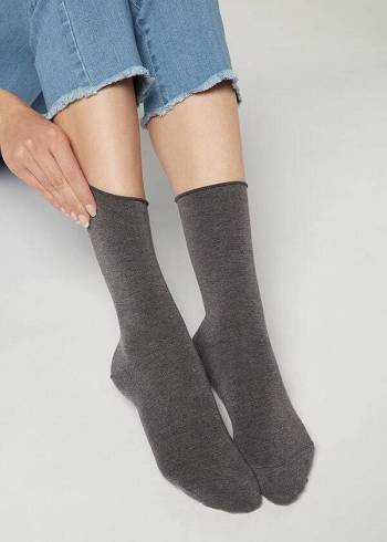 Calcetines Calzedonia Ankle with Cashmere Corta Mujer Gris | CL2346YU
