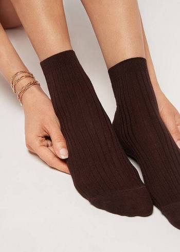 Calcetines Calzedonia Cashmere Blend Corta Mujer Marrones | CL2351QZ