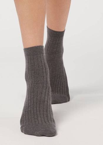 Calcetines Calzedonia Cashmere Blend Corta Mujer Gris | CL2352MA