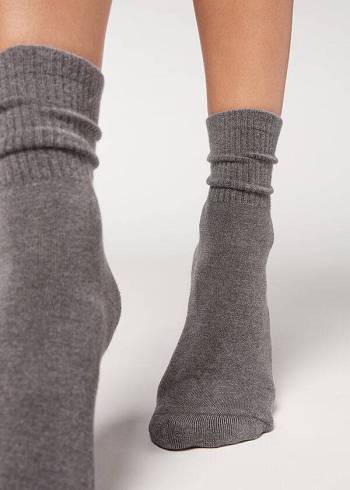 Calcetines Calzedonia Cashmere Deporte Corta Mujer Gris | CL2360KI