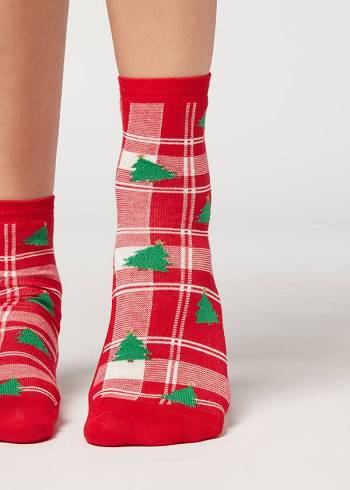 Calcetines Calzedonia Christmas Corta Mujer Rojas | CL2371UT