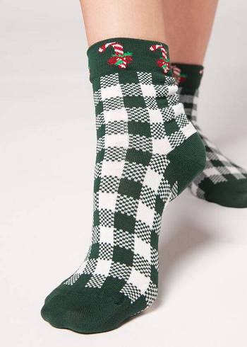 Calcetines Calzedonia Christmas Series Corta Mujer Verde | CL2367AP