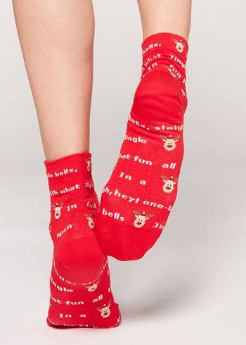 Calcetines Calzedonia Christmas Series Corta Mujer Rojas | CL2370IS