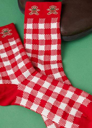 Calcetines Calzedonia Christmas Series Corta Crew Hombre Rojas Blancas | CL2795RW