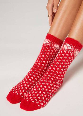 Calcetines Calzedonia Christmas Soft Corta Mujer Rojas | CL2375EX