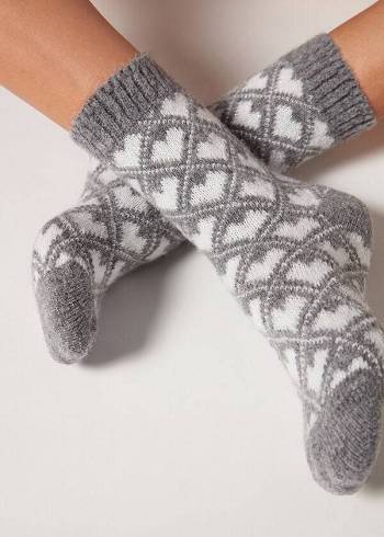 Calcetines Calzedonia Christmas Soft Corta Mujer Gris | CL2376WY