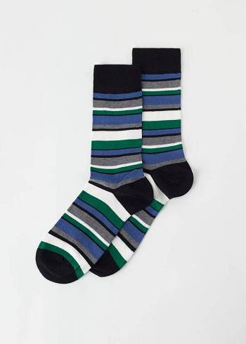 Calcetines Calzedonia Colorful A Rayas Crew Hombre Negras | CL2867EX