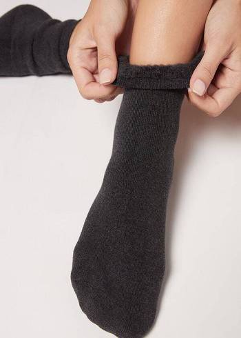 Calcetines Calzedonia Corta Algodon Thermal Mujer Gris Negras | CL2492HK