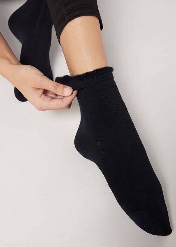 Calcetines Calzedonia Corta Algodon Thermal Mujer Azules | CL2494FM