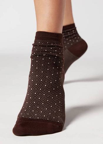 Calcetines Calzedonia Corta Patterned Mujer Marrones | CL2507QZ