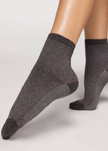 Calcetines Calzedonia Corta Patterned Mujer Gris | CL2508MA