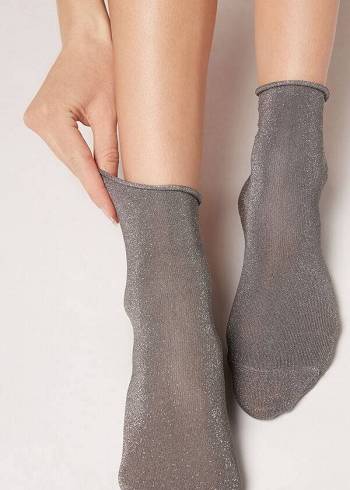 Calcetines Calzedonia Corta with Glitter Mujer Gris | CL2524PQ