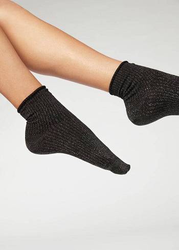 Calcetines Calzedonia Corta with Glitter Mujer Negras | CL2525OR