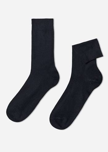 Calcetines Calzedonia Crew with Cashmere Hombre Azules | CL2830XF