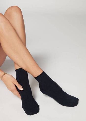 Calcetines Calzedonia Cuffless Cashmere Corta Mujer Azules | CL2383XF