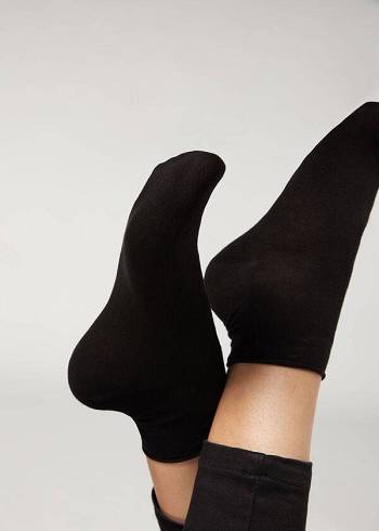 Calcetines Calzedonia Cuffless Corta in Algodon Mujer Negras | CL2389GL