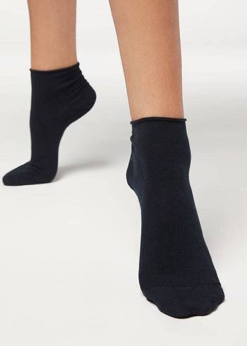 Calcetines Calzedonia Cuffless Corta in Algodon Mujer Azules | CL2390FM