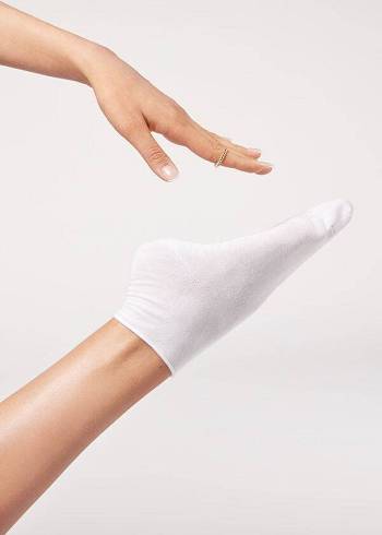 Calcetines Calzedonia Cuffless Corta in Algodon Mujer Blancas | CL2392SO