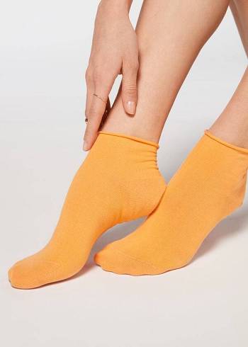 Calcetines Calzedonia Cuffless Corta in Algodon Mujer Naranjas | CL2395OR