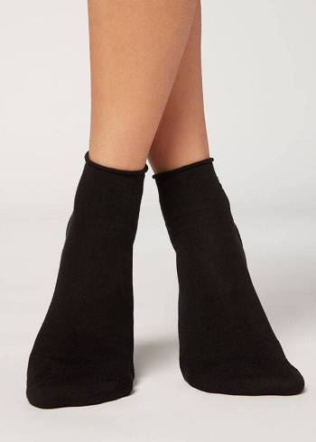 Calcetines Calzedonia Cuffless Corta in Algodon rosa Mujer Negras | CL2396IS
